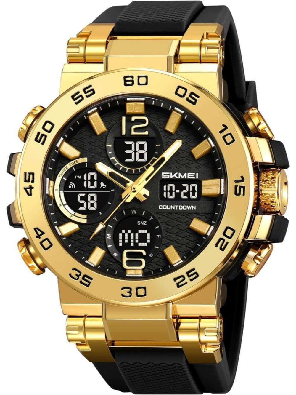 Men's Gold Black Analog Digital Sport Military Dual Display 50M LED Watches